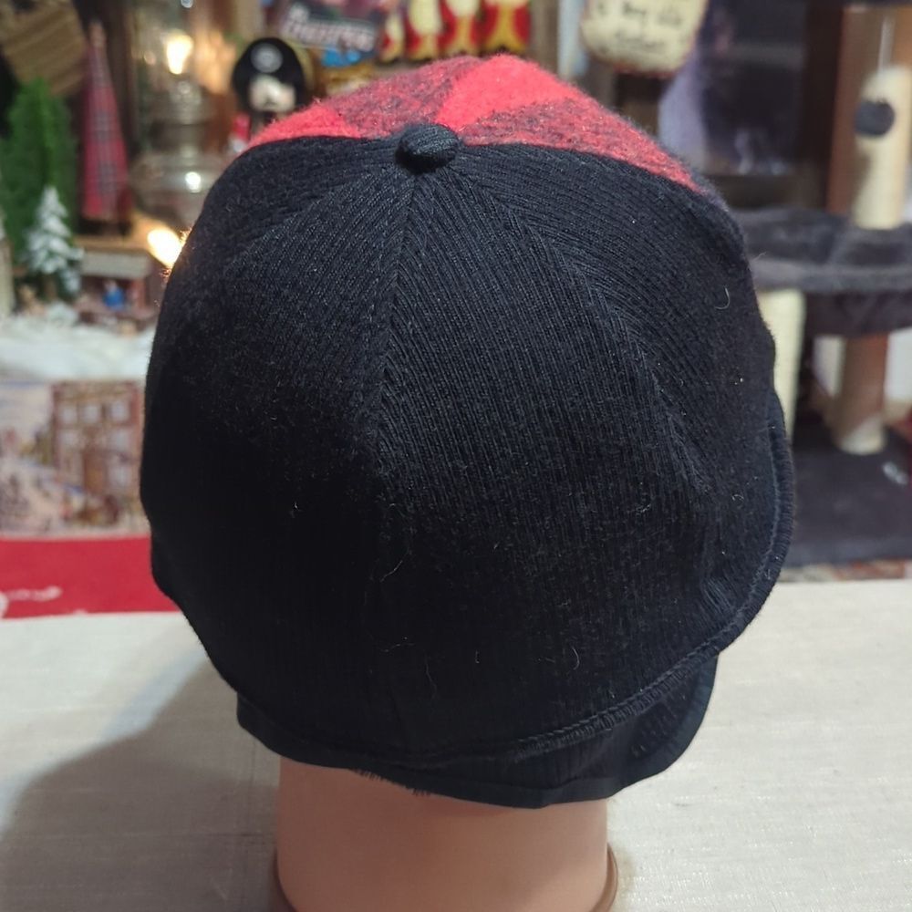 vintage red and black buffalo plaid wool lumberjack farm hat with ear flaps‎ - Picture 5 of 7
